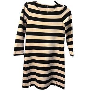 Theory size Small Slipon beige‎ black striped long sleeve dress